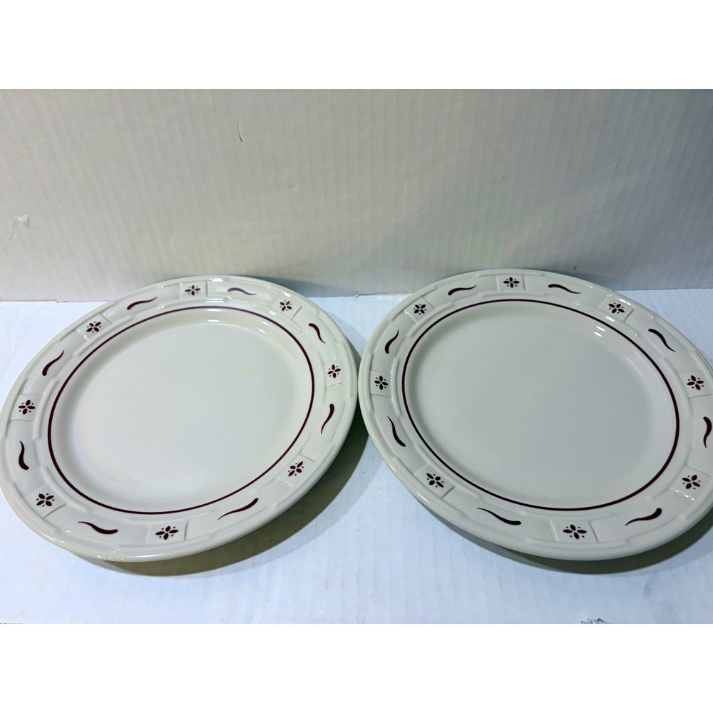 Set of 2 Longaberger Woven Traditions Red 9" Luncheon Plates - Made in USA